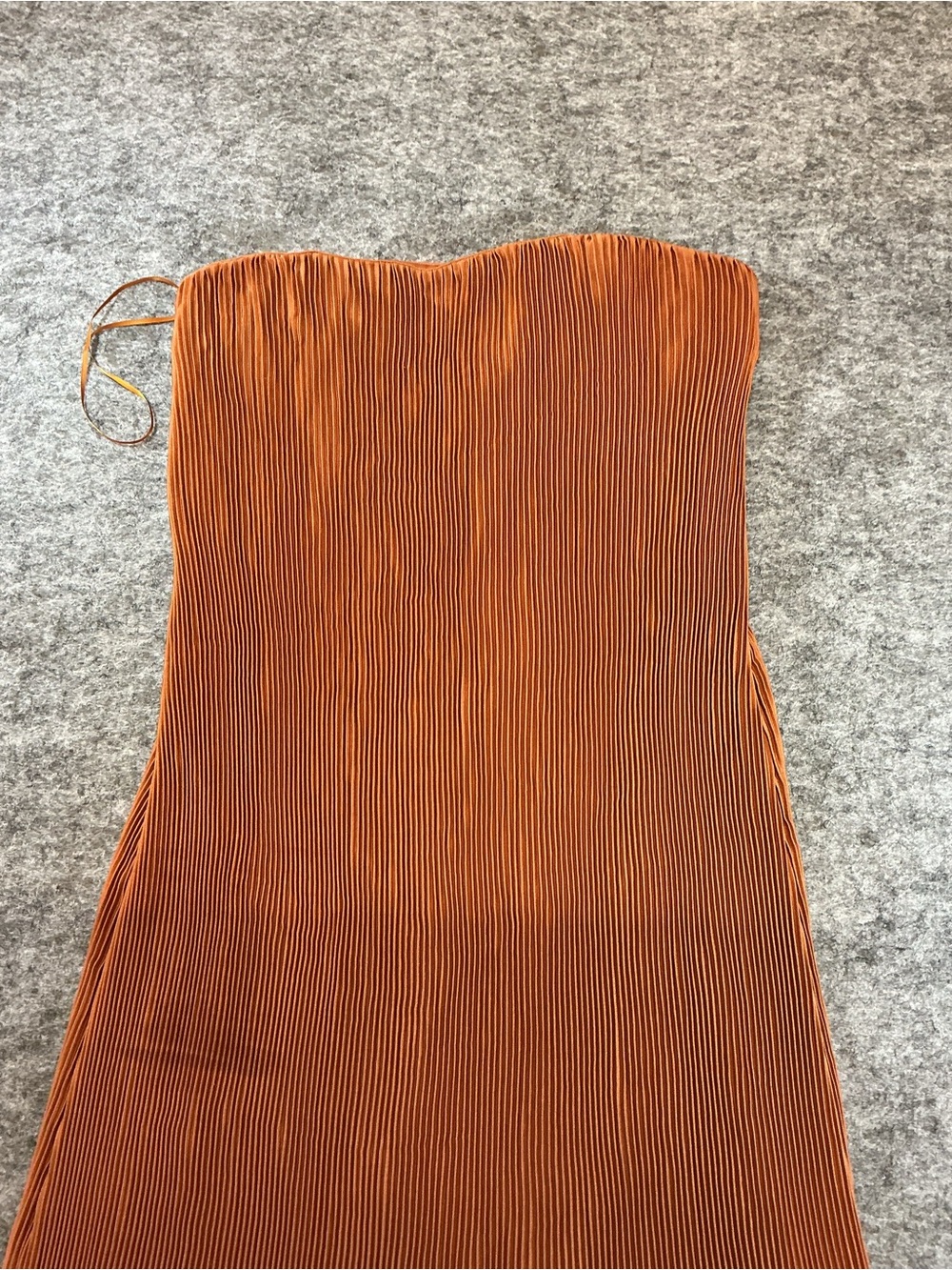 Abercrombie & Fitch Strapless Orange Pleated Maxi Dress Size M - Picture 2 of 4